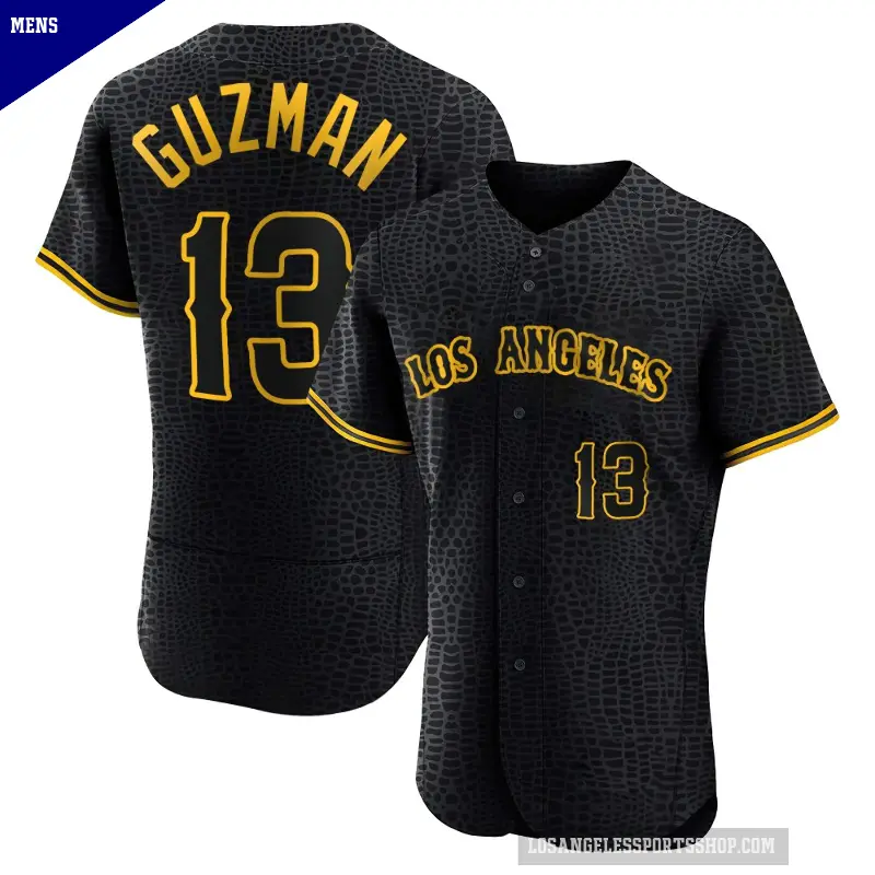 Men's No.13 Denzer Guzman Los Angeles Angels Black Authentic Snake Skin City Jersey
