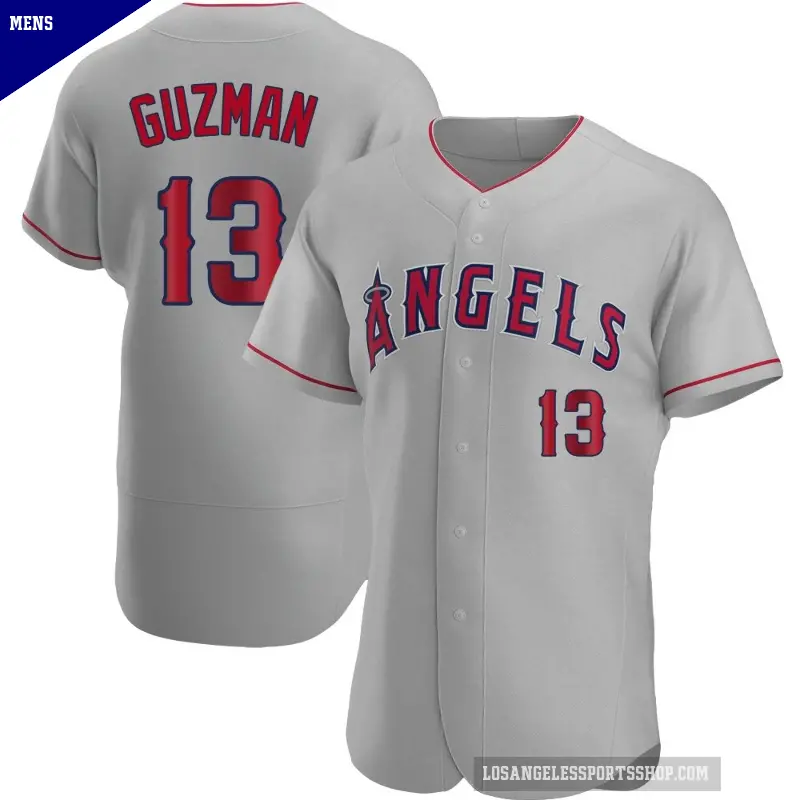Men's No.13 Denzer Guzman Los Angeles Angels Gray Authentic Road Jersey