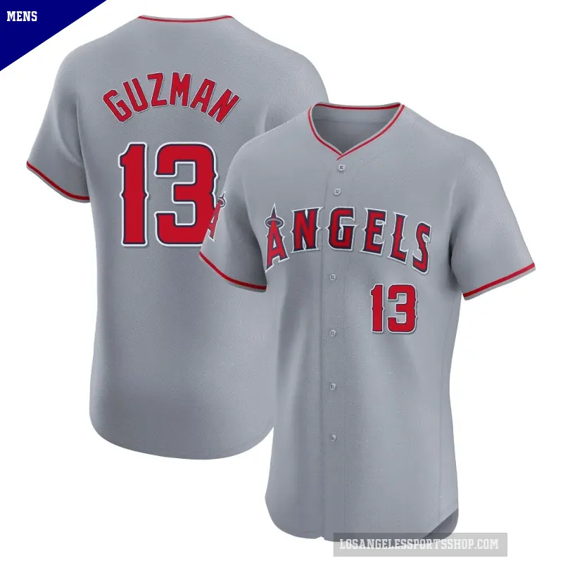 Men's No.13 Denzer Guzman Los Angeles Angels Gray Elite Road Jersey