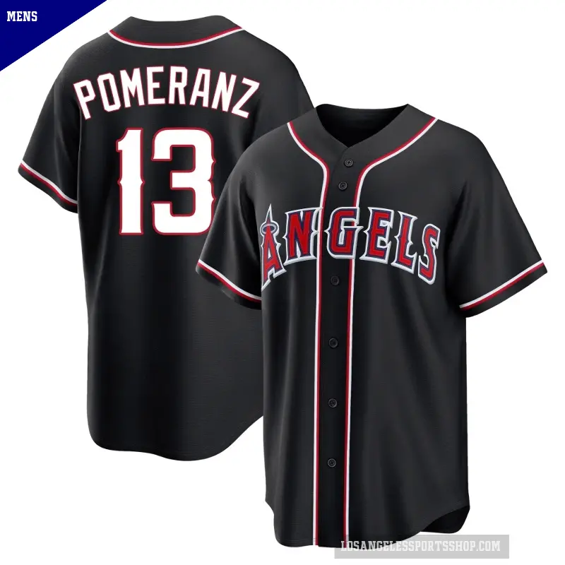 Men's No.13 Drew Pomeranz Los Angeles Angels Black Replica Fashion Out Jersey