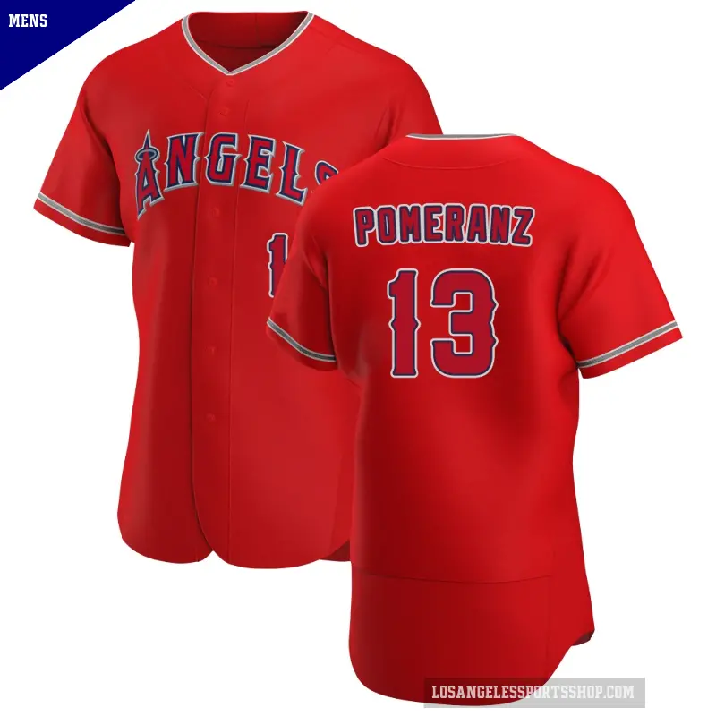 Men's No.13 Drew Pomeranz Los Angeles Angels Scarlet Authentic Alternate Jersey