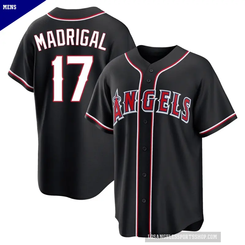 Men's No.17 Nick Madrigal Los Angeles Angels Black Replica Fashion Out Jersey