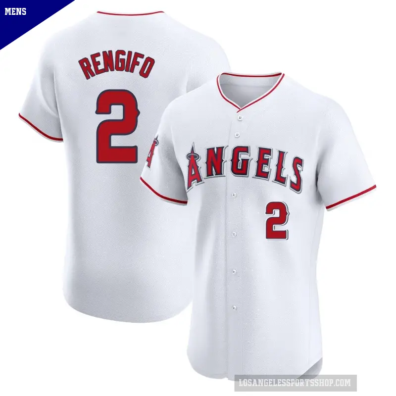 Men's No.2 Luis Rengifo Los Angeles Angels White Elite Home Jersey