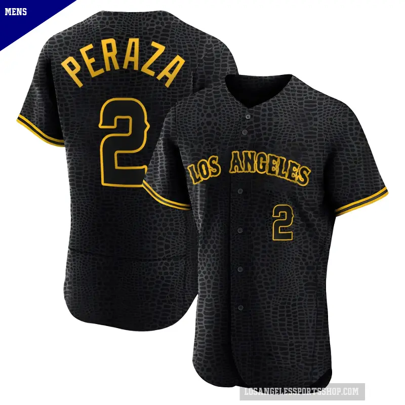 Men's No.2 Oswald Peraza Los Angeles Angels Black Authentic Snake Skin City Jersey