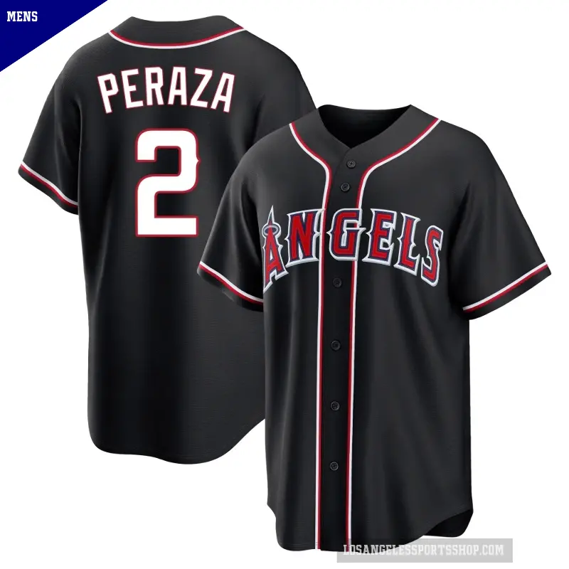 Men's No.2 Oswald Peraza Los Angeles Angels Black Replica Fashion Out Jersey