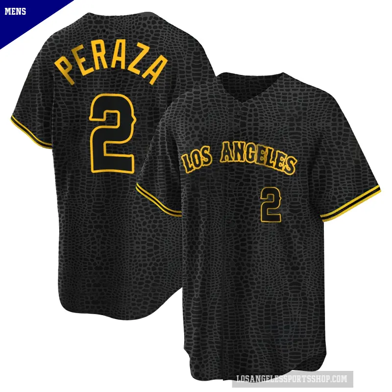 Men's No.2 Oswald Peraza Los Angeles Angels Black Replica Snake Skin City Jersey