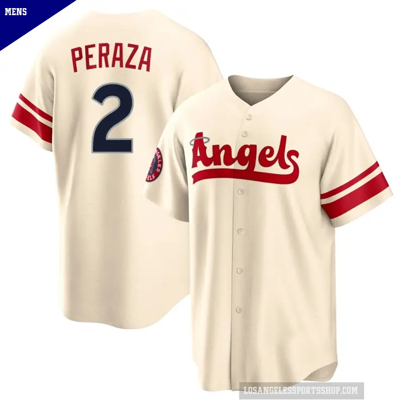 Men's No.2 Oswald Peraza Los Angeles Angels Cream Replica 2022 City Connect Jersey