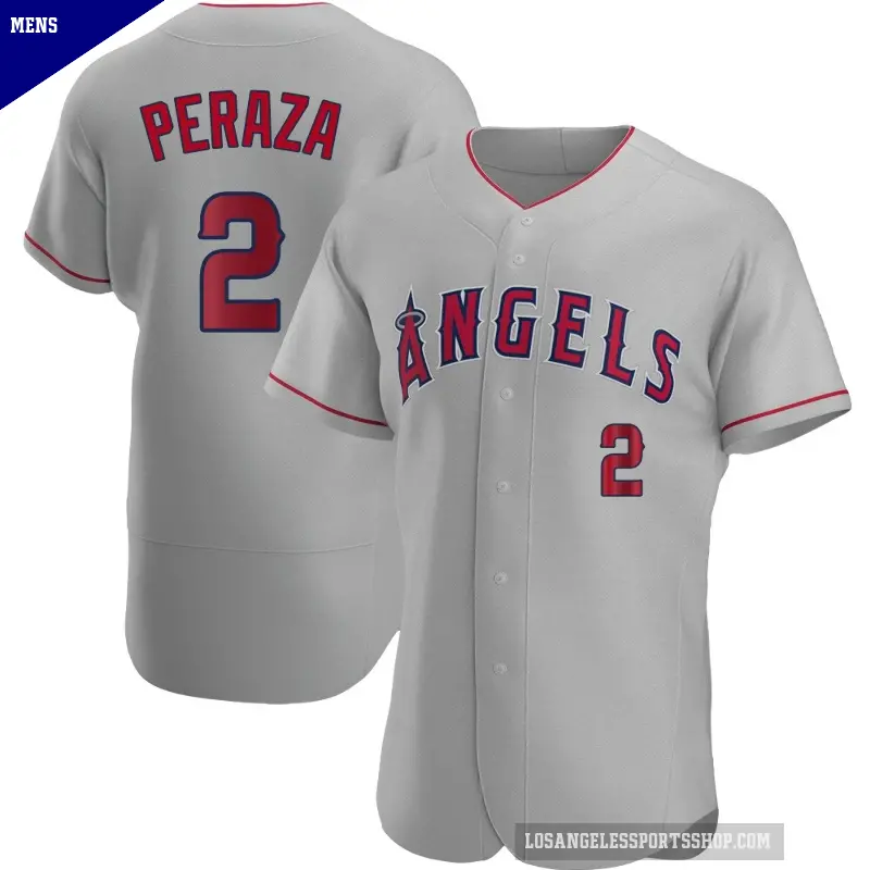 Men's No.2 Oswald Peraza Los Angeles Angels Gray Authentic Road Jersey