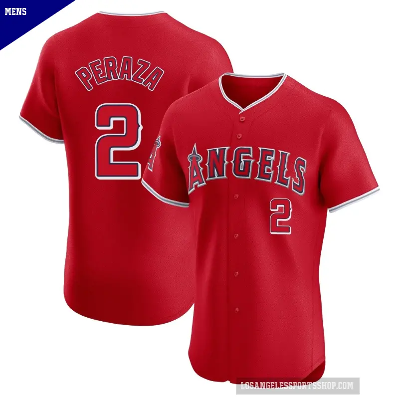 Men's No.2 Oswald Peraza Los Angeles Angels Red Elite Alternate Jersey