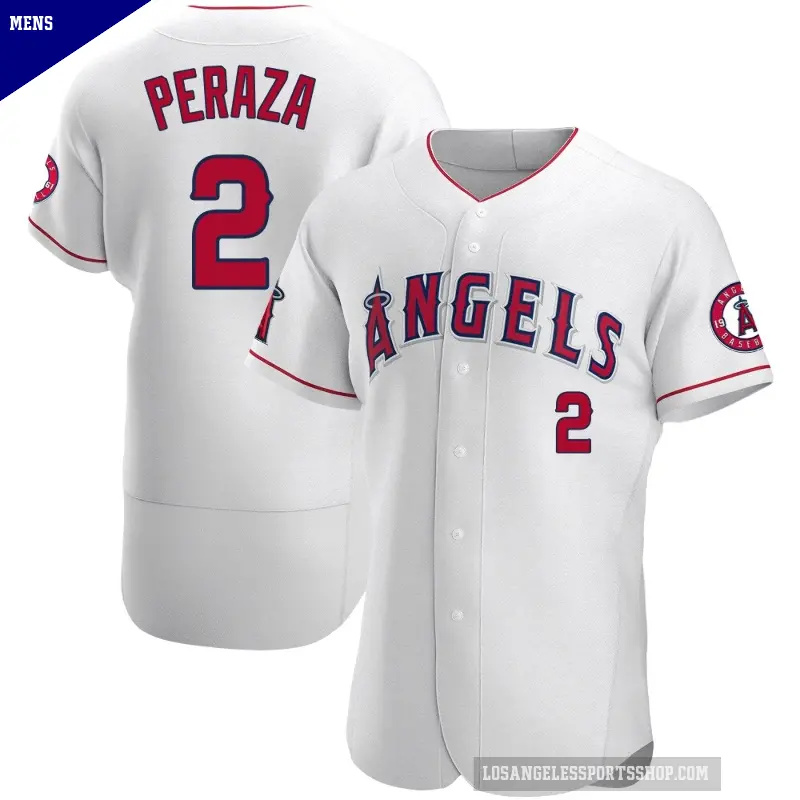 Men's No.2 Oswald Peraza Los Angeles Angels White Authentic Jersey