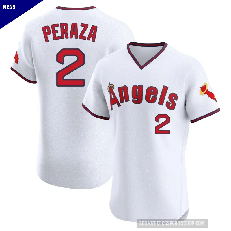 Men's No.2 Oswald Peraza Los Angeles Angels White Elite Alternate 2 Jersey
