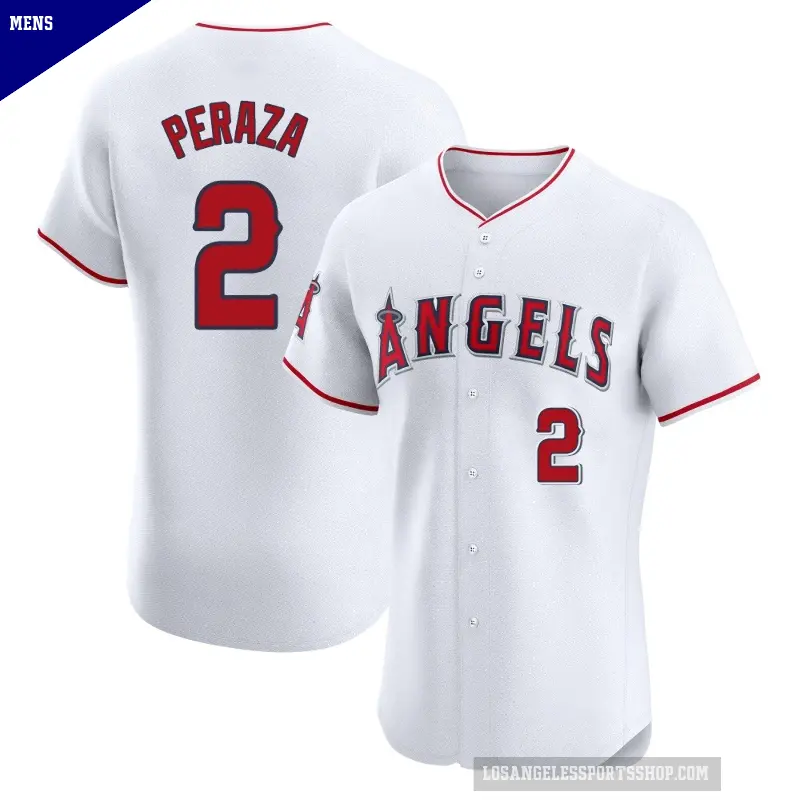 Men's No.2 Oswald Peraza Los Angeles Angels White Elite Home Jersey
