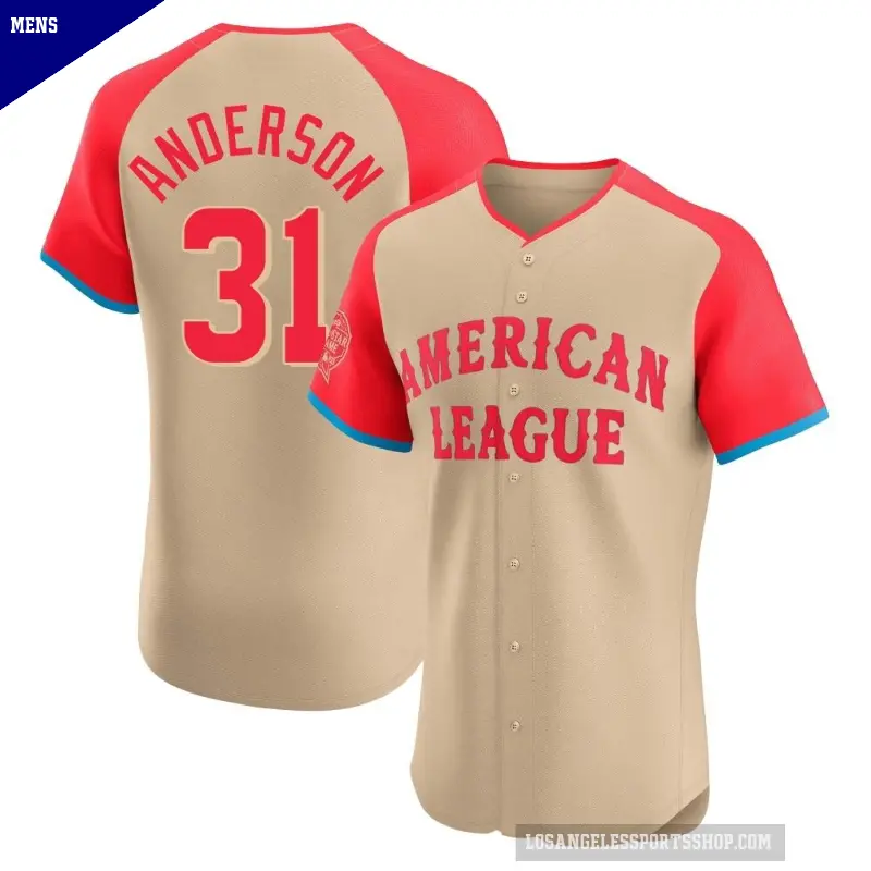 Men's No.31 Tyler Anderson Los Angeles Angels Cream Elite American League 2024 All-Star Game Jersey