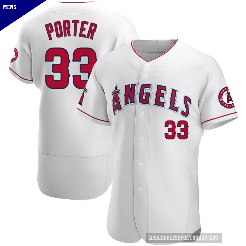 Men's No.33 Logan Porter Los Angeles Angels White Authentic Jersey