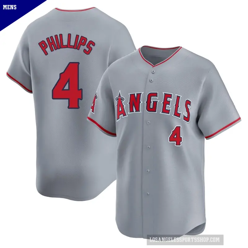 Men's No.4 Brett Phillips Los Angeles Angels Gray Limited Away Jersey