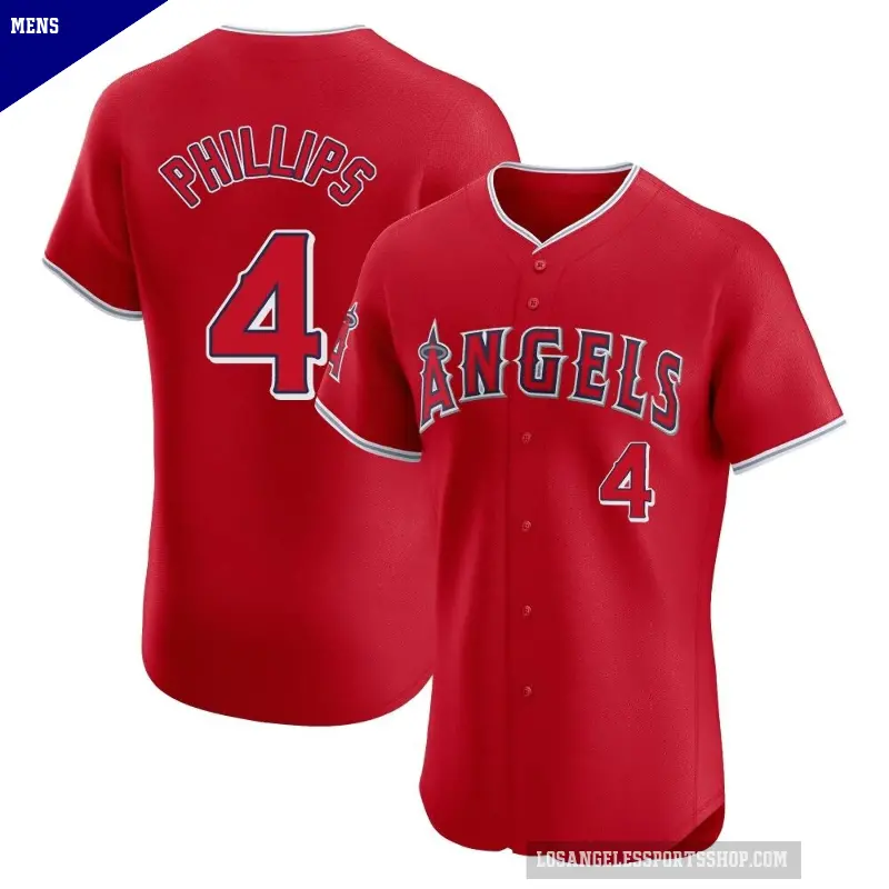 Men's No.4 Brett Phillips Los Angeles Angels Red Elite Alternate Jersey