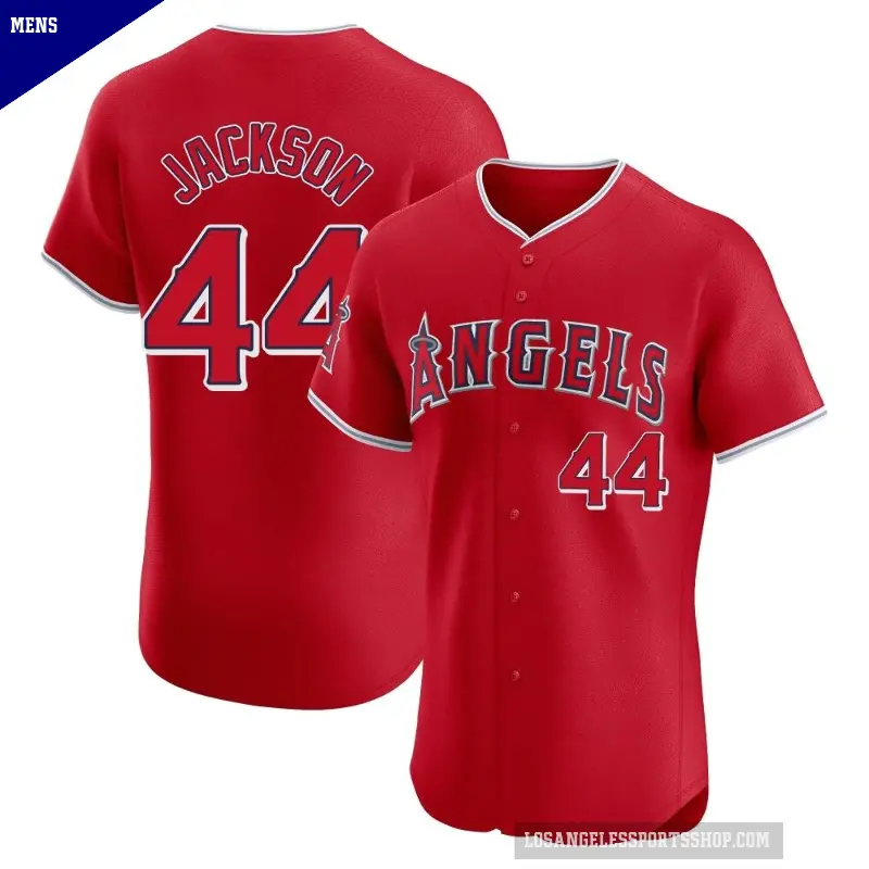 Men's No.44 Reggie Jackson Los Angeles Angels Red Elite Alternate Jersey