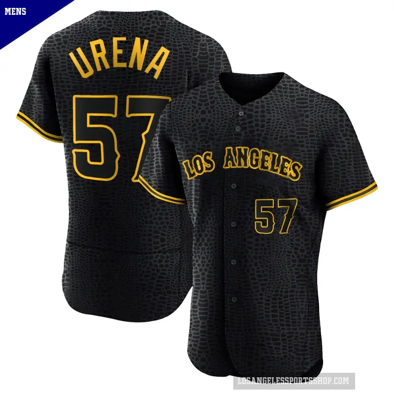 Men's No.57 Walbert Urena Los Angeles Angels Black Authentic Snake Skin City Jersey