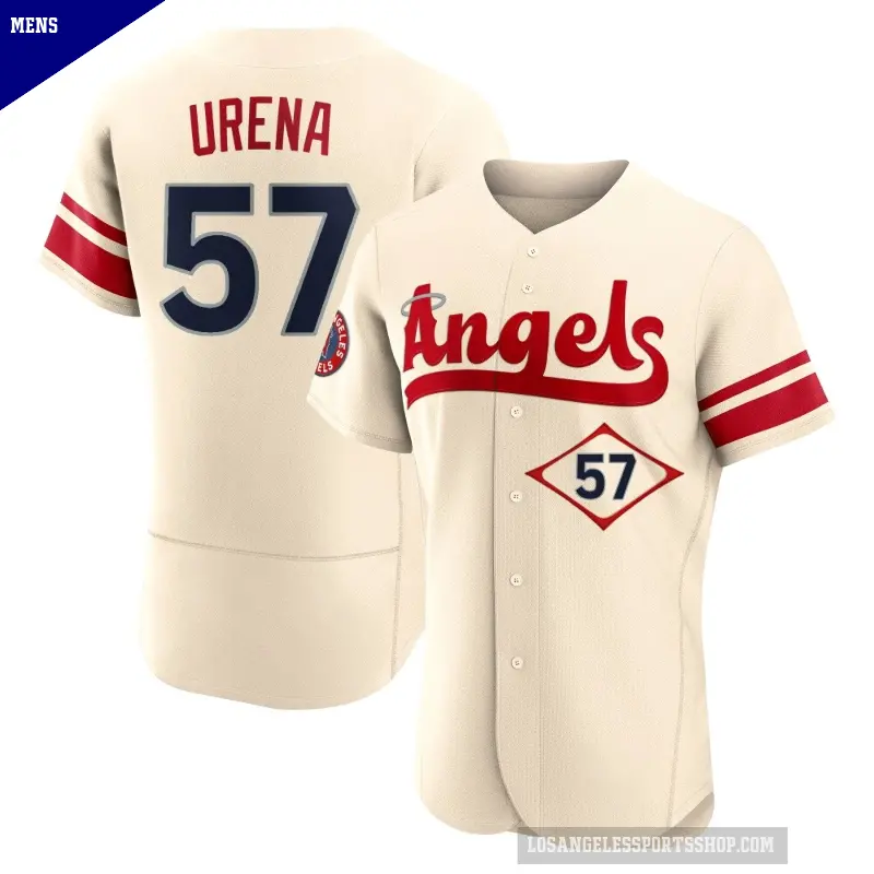Men's No.57 Walbert Urena Los Angeles Angels Cream Authentic 2022 City Connect Jersey