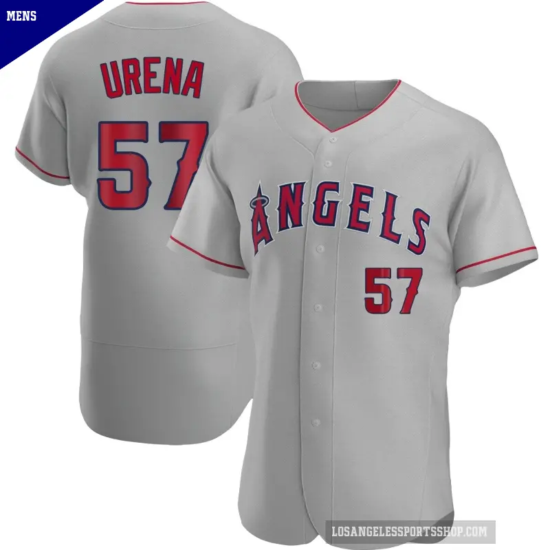 Men's No.57 Walbert Urena Los Angeles Angels Gray Authentic Road Jersey