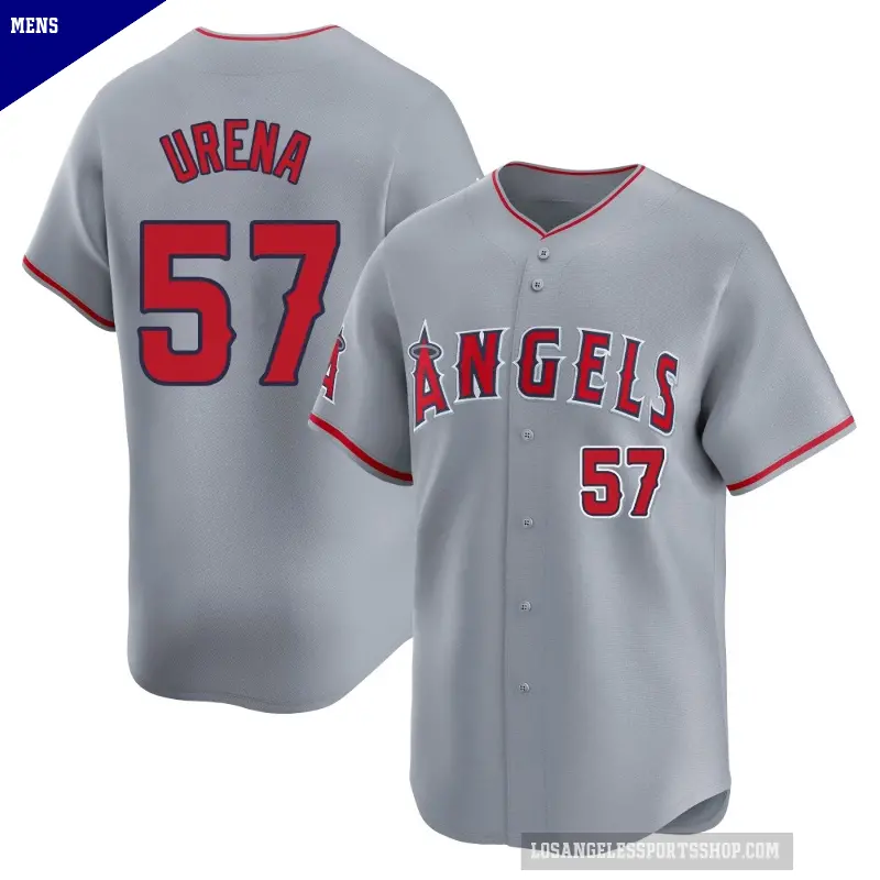 Men's No.57 Walbert Urena Los Angeles Angels Gray Limited Away Jersey