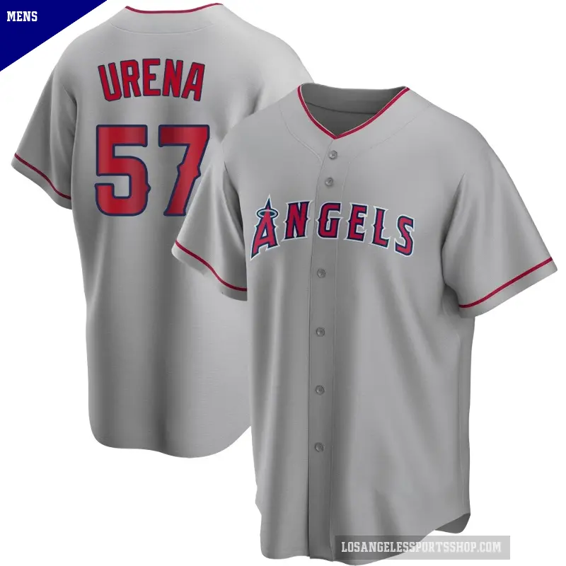 Men's No.57 Walbert Urena Los Angeles Angels Replica Silver Road Jersey