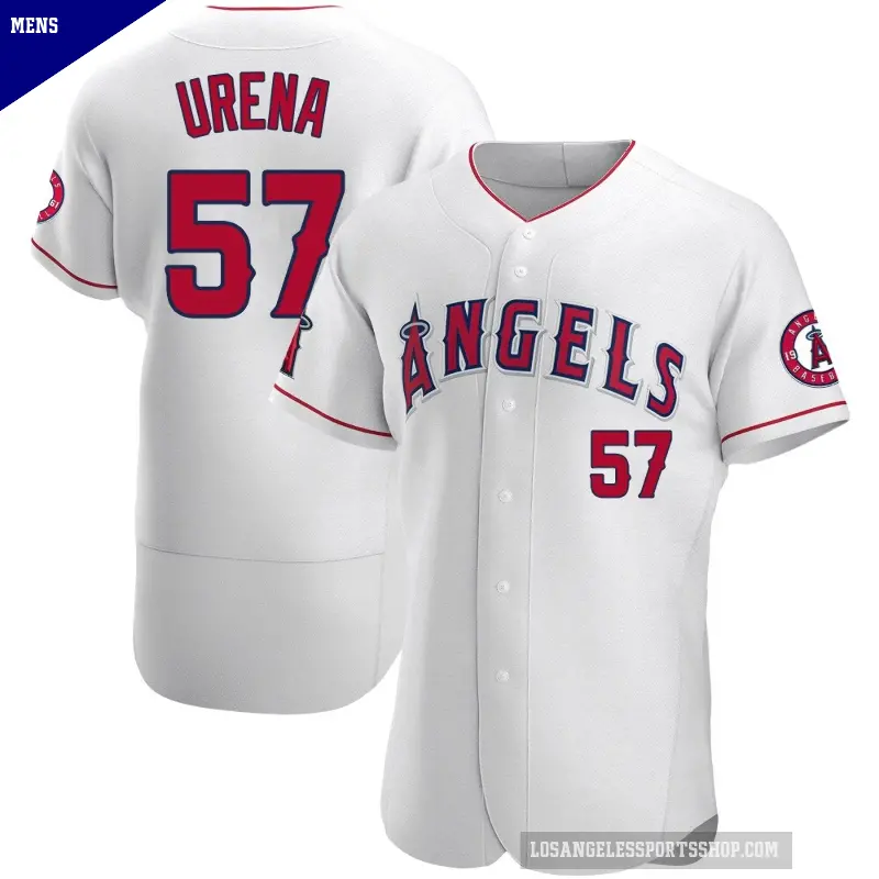 Men's No.57 Walbert Urena Los Angeles Angels White Authentic Jersey