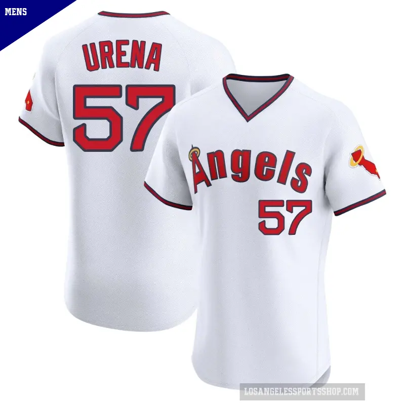 Men's No.57 Walbert Urena Los Angeles Angels White Elite Alternate 2 Jersey