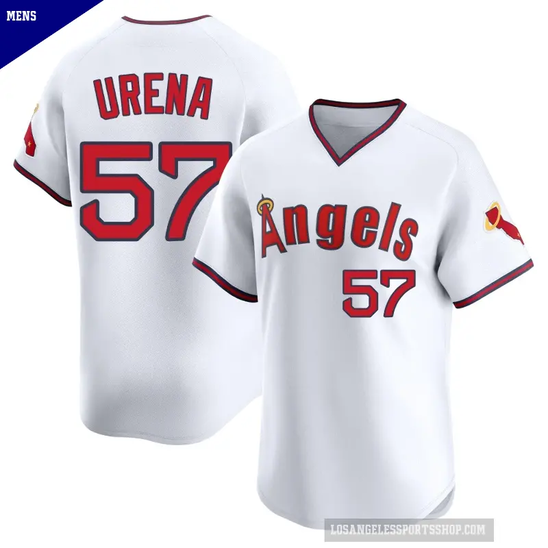 Men's No.57 Walbert Urena Los Angeles Angels White Limited Alternate 2 Jersey