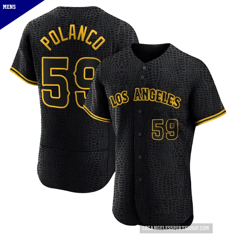 Men's No.59 Eybersson Polanco Los Angeles Angels Black Authentic Snake Skin City Jersey