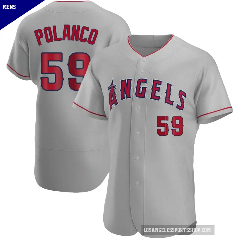 Men's No.59 Eybersson Polanco Los Angeles Angels Gray Authentic Road Jersey