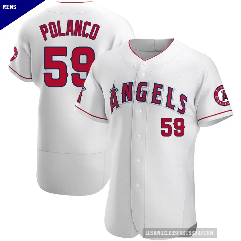 Men's No.59 Eybersson Polanco Los Angeles Angels White Authentic Jersey