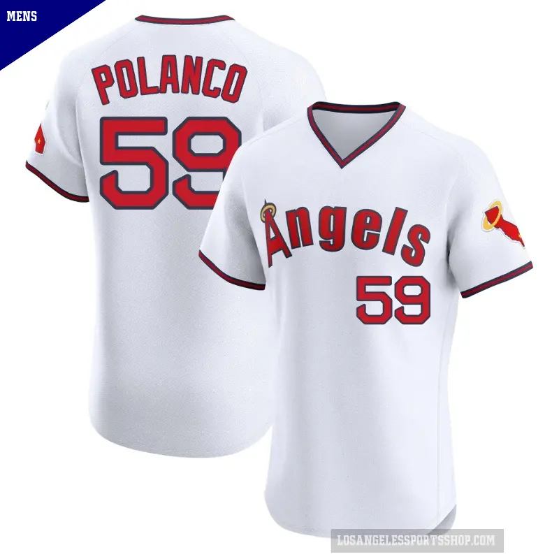 Men's No.59 Eybersson Polanco Los Angeles Angels White Elite Alternate 2 Jersey