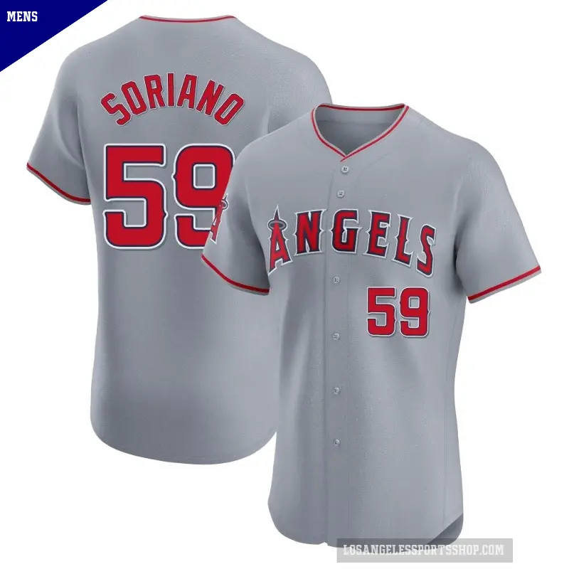 Men's No.59 Jose Soriano Los Angeles Angels Gray Elite Road Jersey