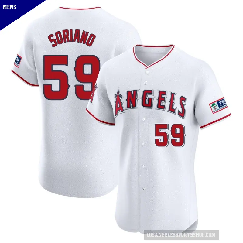 Men's No.59 Jose Soriano Los Angeles Angels White Elite Home Patch Jersey