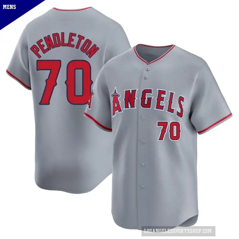 Men's No.70 Caleb Pendleton Los Angeles Angels Gray Limited Away Jersey