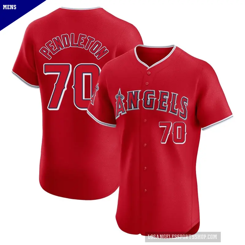 Men's No.70 Caleb Pendleton Los Angeles Angels Red Elite Alternate Jersey