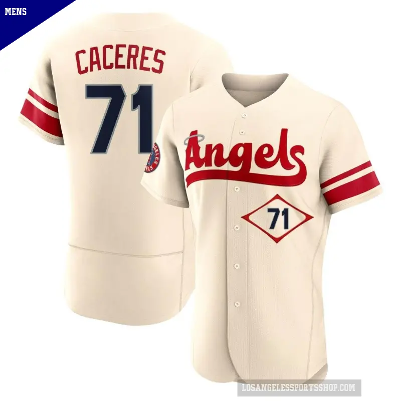 Men's No.71 Kelvin Caceres Los Angeles Angels Cream Authentic 2022 City Connect Jersey