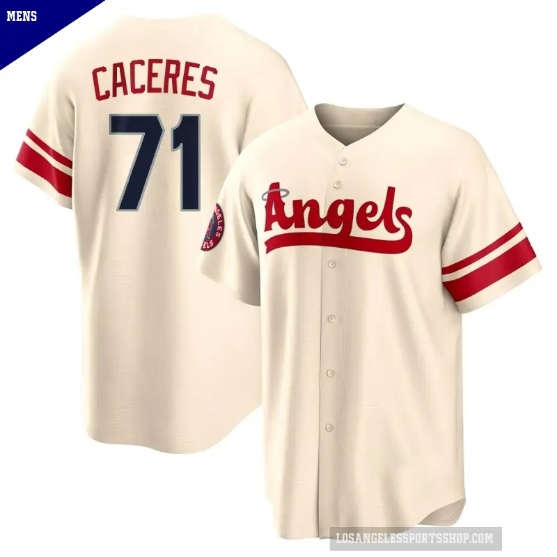 Men's No.71 Kelvin Caceres Los Angeles Angels Cream Replica 2022 City Connect Jersey