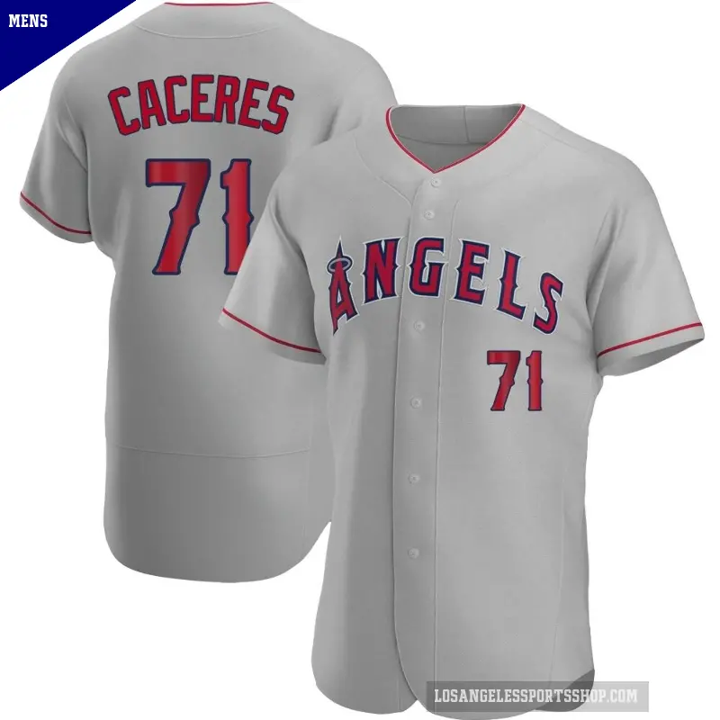 Men's No.71 Kelvin Caceres Los Angeles Angels Gray Authentic Road Jersey
