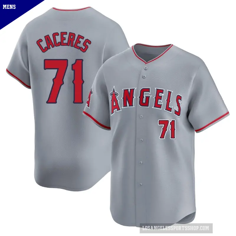 Men's No.71 Kelvin Caceres Los Angeles Angels Gray Limited Away Jersey