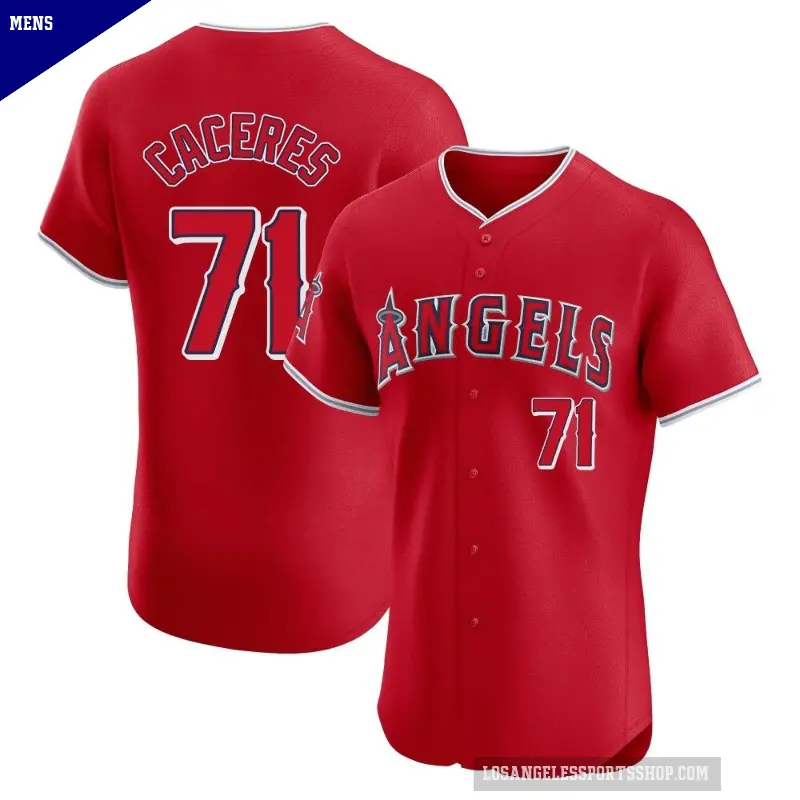 Men's No.71 Kelvin Caceres Los Angeles Angels Red Elite Alternate Jersey