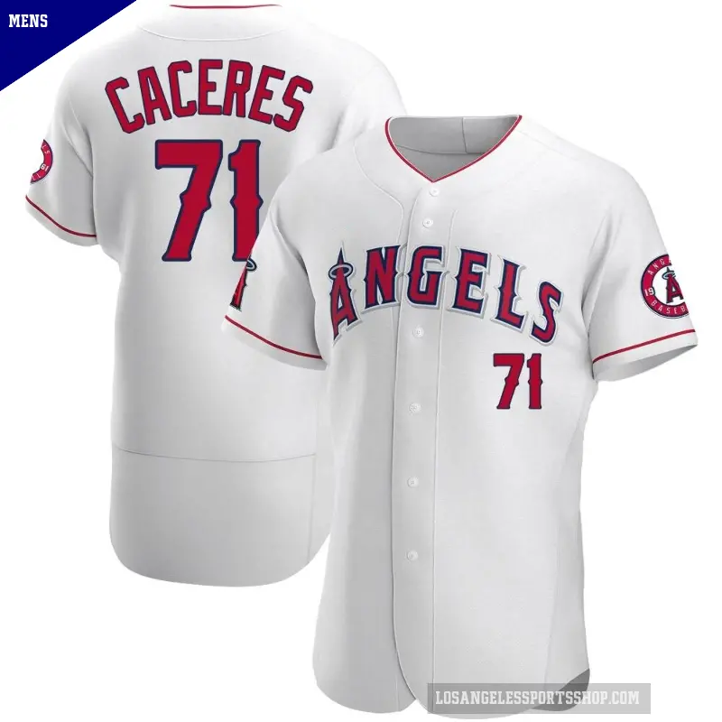 Men's No.71 Kelvin Caceres Los Angeles Angels White Authentic Jersey