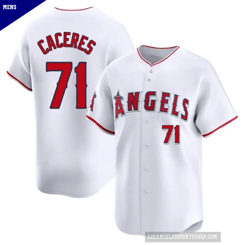 Men's No.71 Kelvin Caceres Los Angeles Angels White Limited Home Jersey