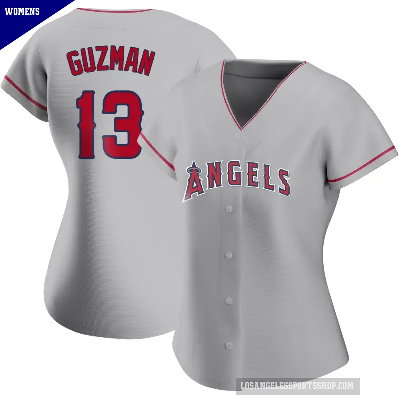 Women's No.13 Denzer Guzman Los Angeles Angels Replica Silver Road Jersey