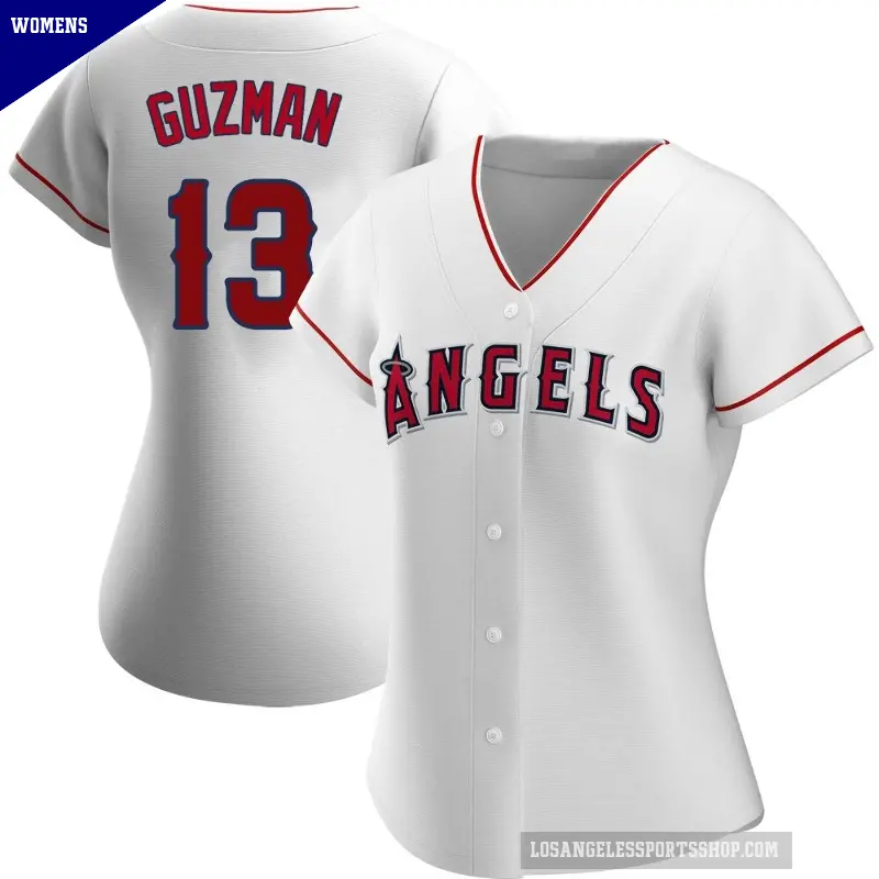 Women's No.13 Denzer Guzman Los Angeles Angels White Authentic Home Jersey