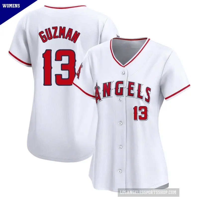Women's No.13 Denzer Guzman Los Angeles Angels White Limited Home Jersey
