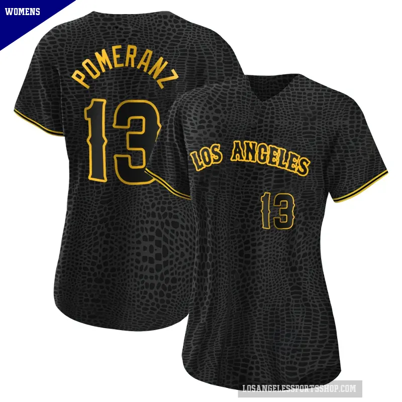 Women's No.13 Drew Pomeranz Los Angeles Angels Black Authentic Snake Skin City Jersey