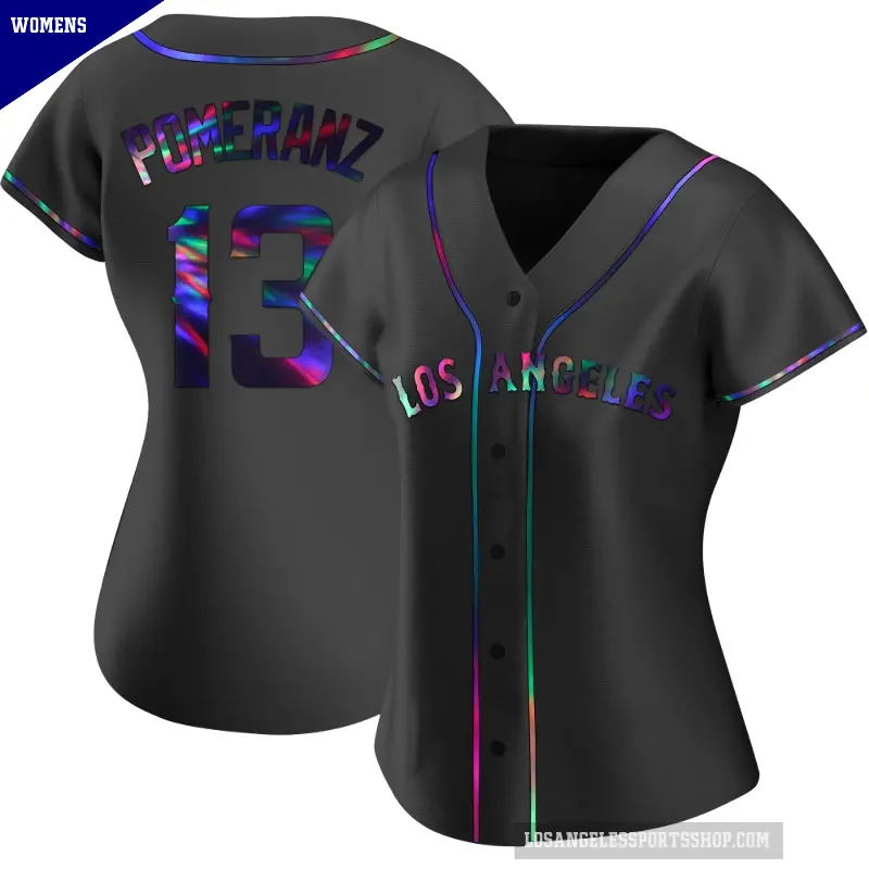Women's No.13 Drew Pomeranz Los Angeles Angels Black Replica Holographic Alternate Jersey
