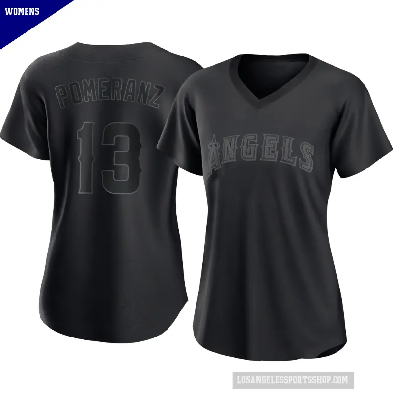 Women's No.13 Drew Pomeranz Los Angeles Angels Black Replica Pitch Fashion Jersey